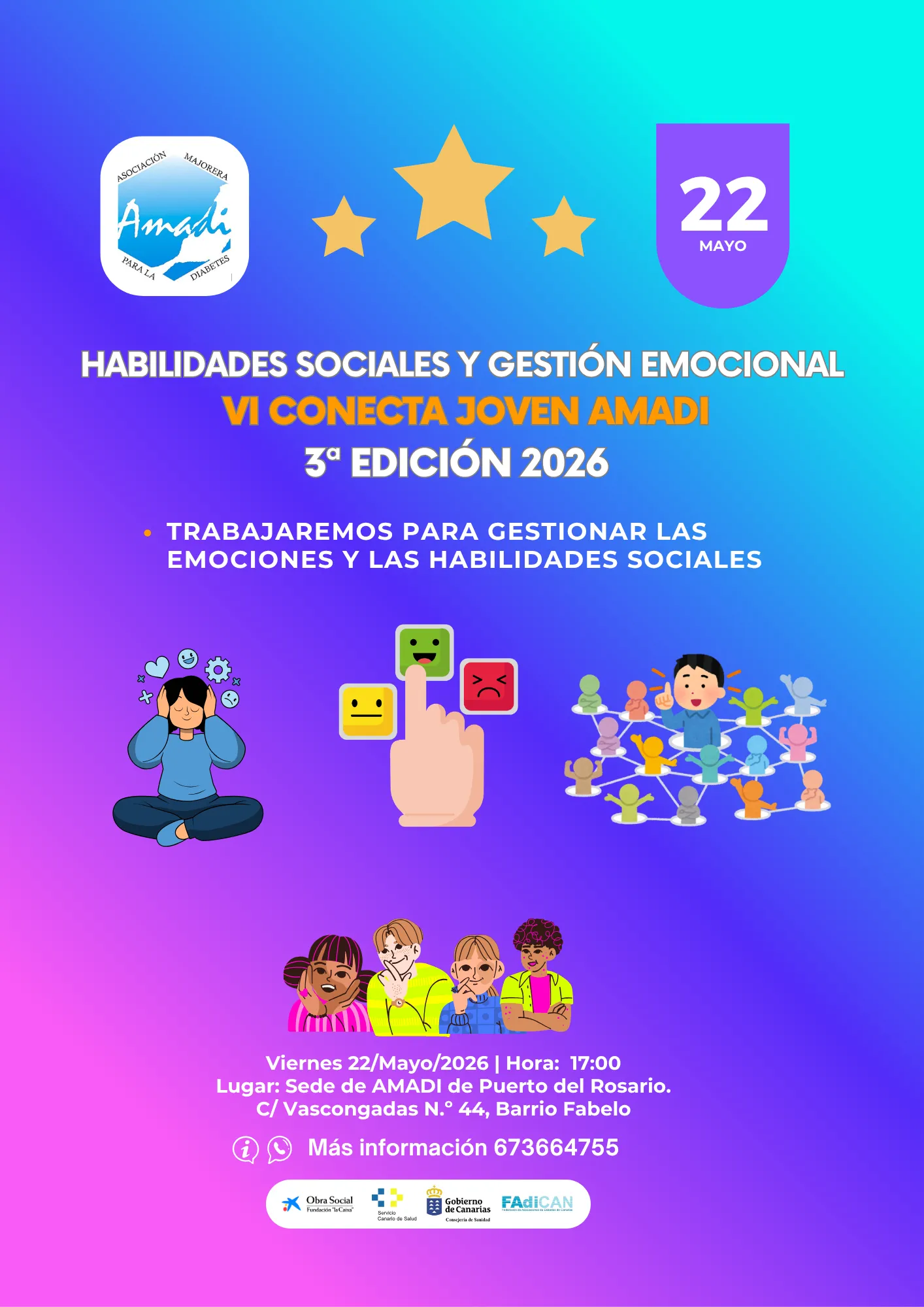 Evento para jovenes con diabetes, este evento busca fomentar la unión, compartir experiencias y disfrutar de talleres educativos y juegos divertidos para aprender sobre la diabetes de forma dinámica.